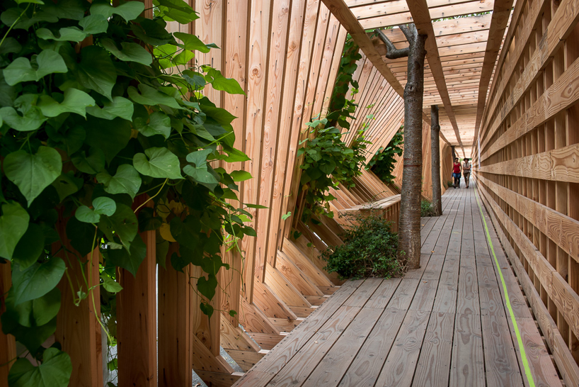 atelier vecteur carves an oscillating timber tunnel through nantes, france