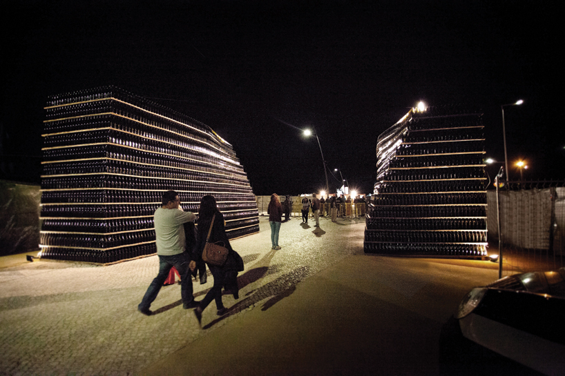 fahr0213's 50,000 glass bottles entranceway for figueira da foz festival