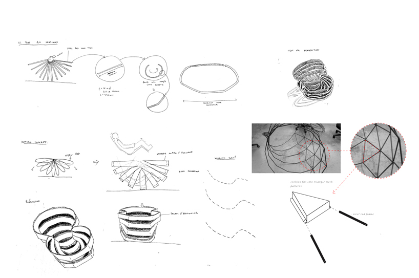 vertice   a cradle like steel cage chaise longue