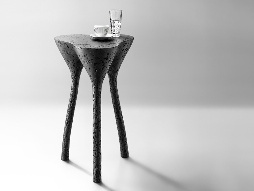donatas Žukauskas breathes new life into paper & cardboard for mottled tripod side table