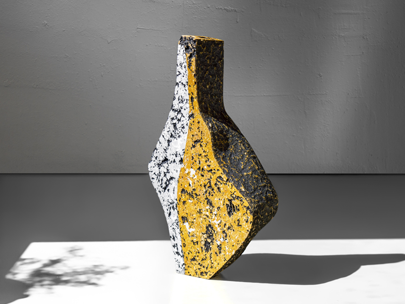 recycled paper composite forms sculptural vessels that evoke volcanic rocks - 2