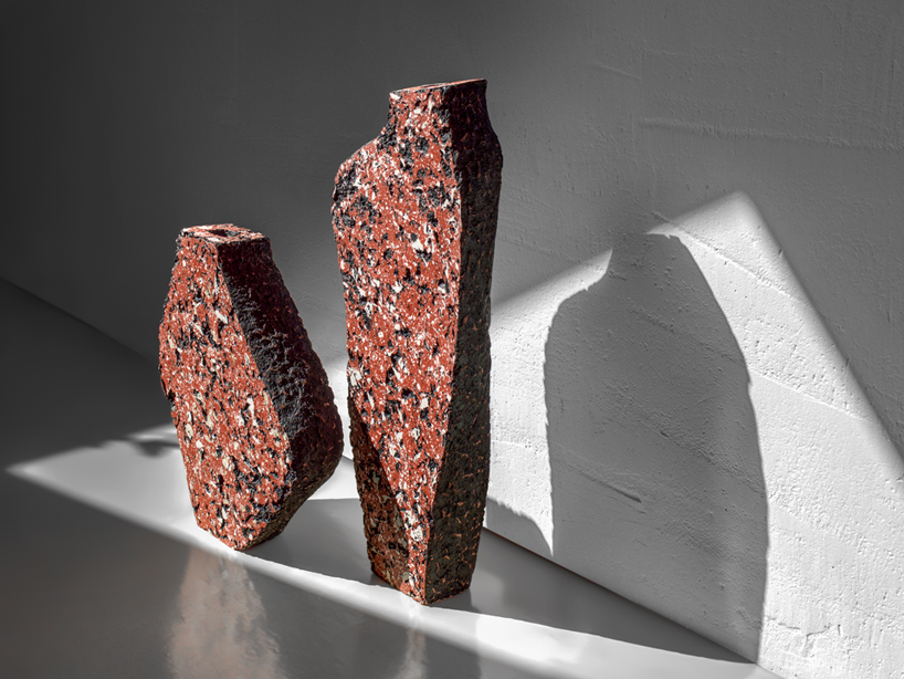 recycled paper composite forms sculptural vessels that evoke volcanic rocks - 10