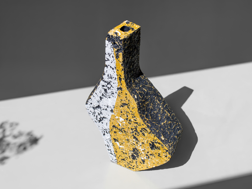 recycled paper composite forms sculptural vessels that evoke volcanic rocks - 1