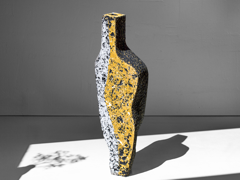 recycled paper composite forms sculptural vessels that evoke volcanic rocks - 4