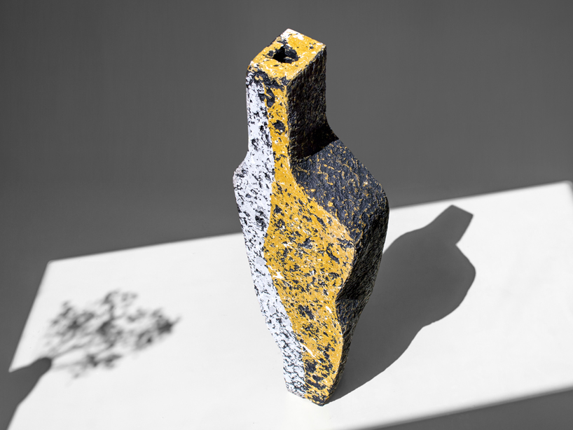 recycled paper composite forms sculptural vessels that evoke volcanic rocks - 5