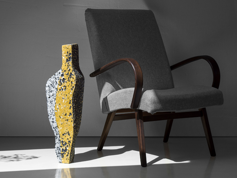 recycled paper composite forms sculptural vessels that evoke volcanic rocks - 6
