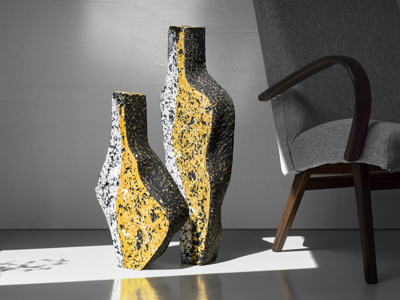 recycled paper composite forms sculptural vessels that evoke volcanic rocks - 7