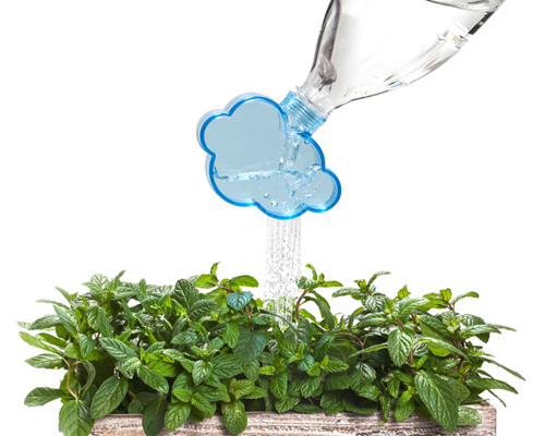 peleg design attaches rainmaker cloud onto bottles to water plants