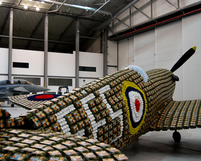 spitfire made from 6,500 egg cartons by jack munro and charlotte austen
