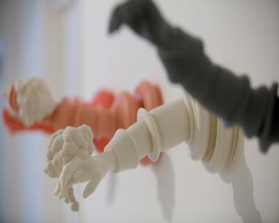 embryonic 3D printed sculptures cast in porcelain by john rainey