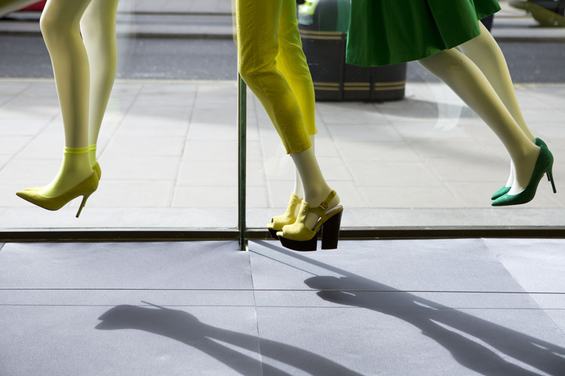 NEON architects: riba colour mannequin wheel installation