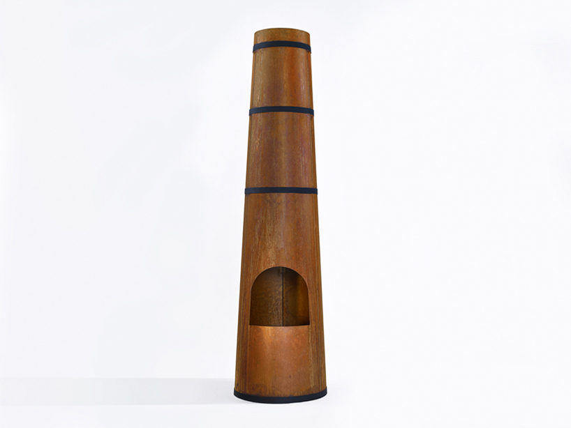 burning smokestack garden heater by frederik roije