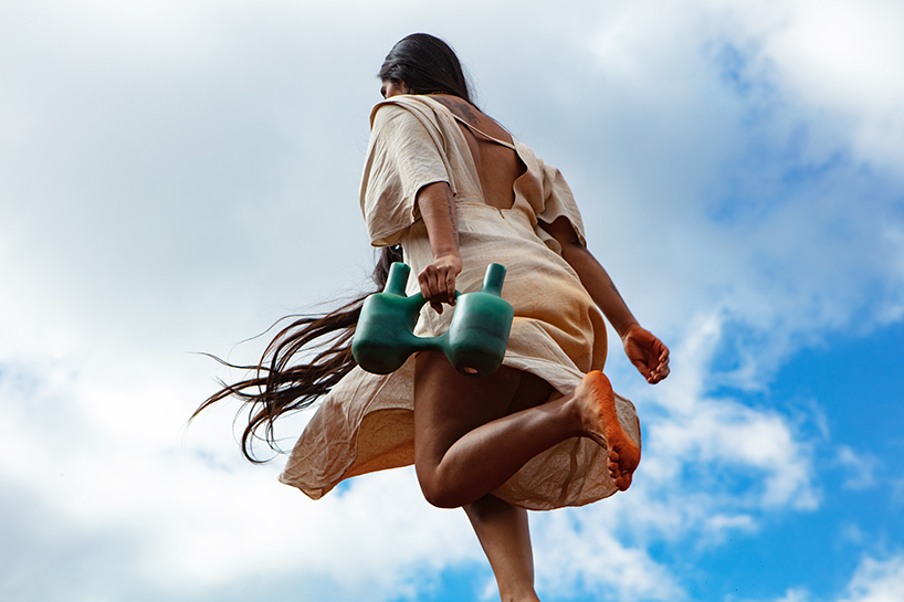 turquoise resin reimagines peruvian clay whistling vessels for vic&uacute;s collection