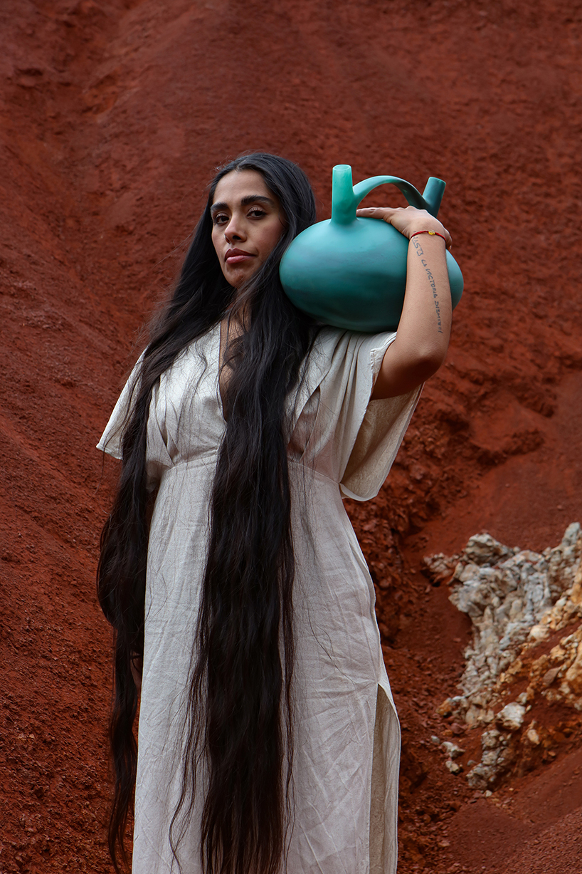 turquoise resin reimagines peruvian clay whistling vessels for vic&uacute;s collection