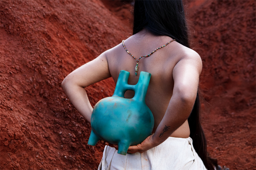 turquoise resin reimagines peruvian clay whistling vessels for vic&uacute;s collection