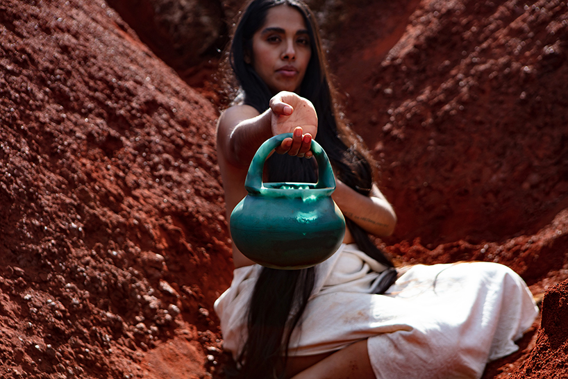 turquoise resin reimagines peruvian clay whistling vessels for vic&uacute;s collection