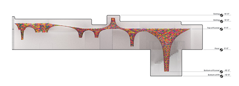 SOFTlab colorizes shoe gallery in new york with flower canopy