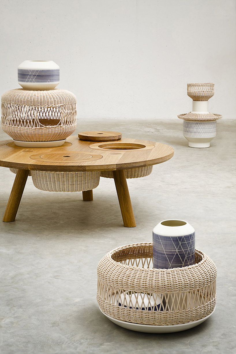 wicker + ceramic furniture series by alberto fabbian
