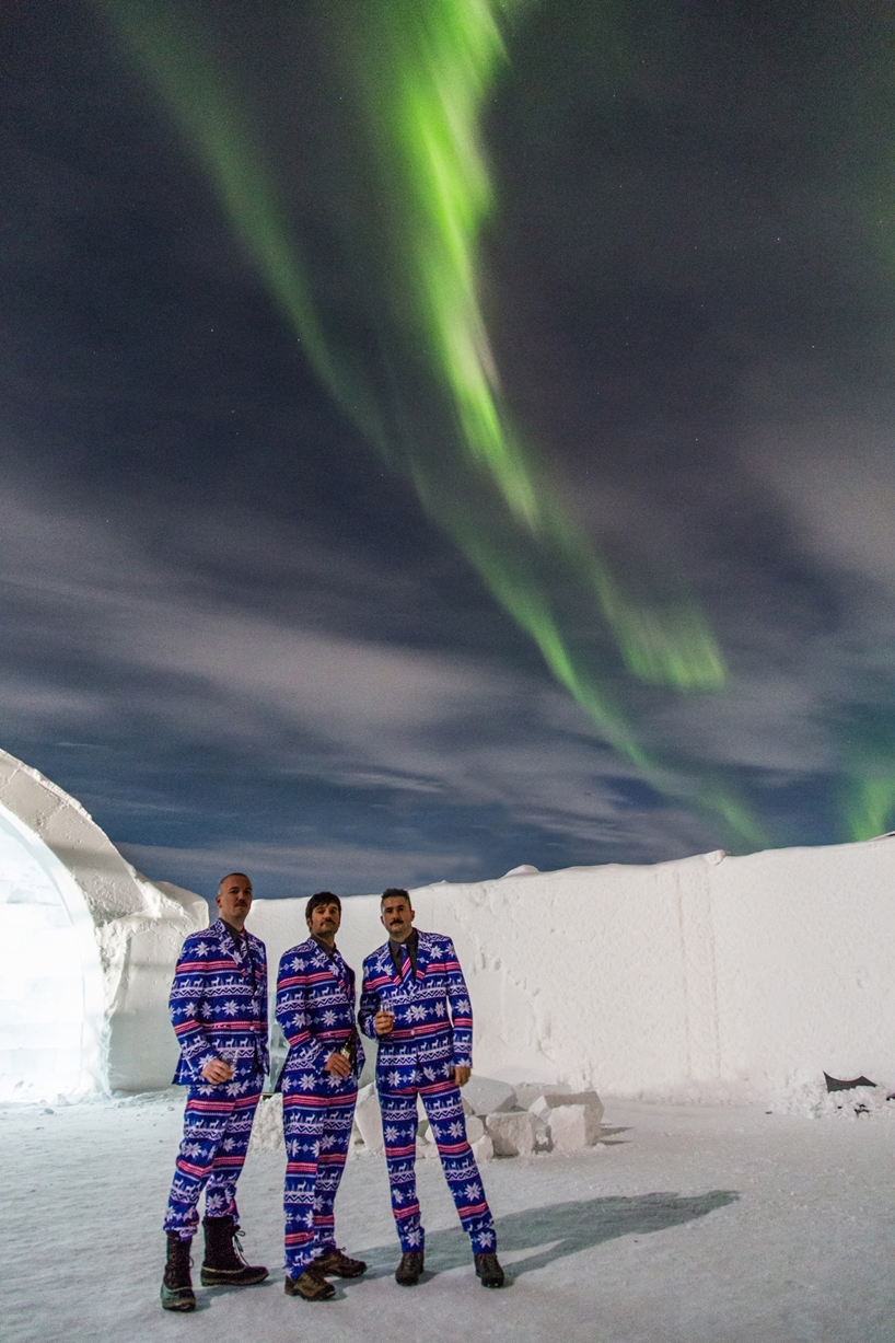 global designers form hotel's 25th annual icebar as an explosion of snow