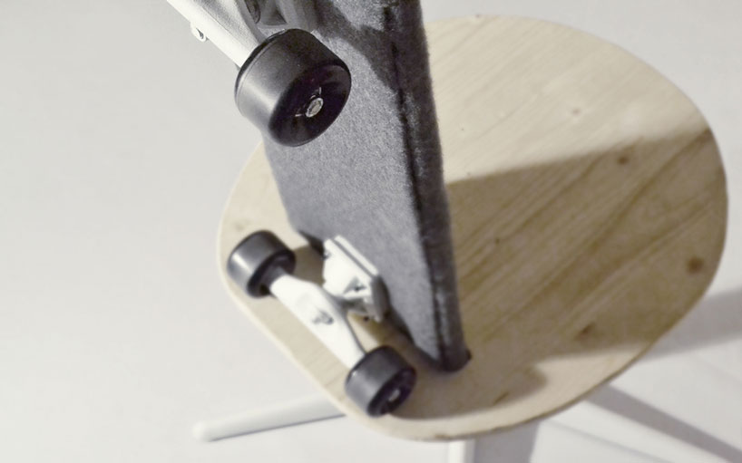skateboarding and workplace seating combined in mobilité