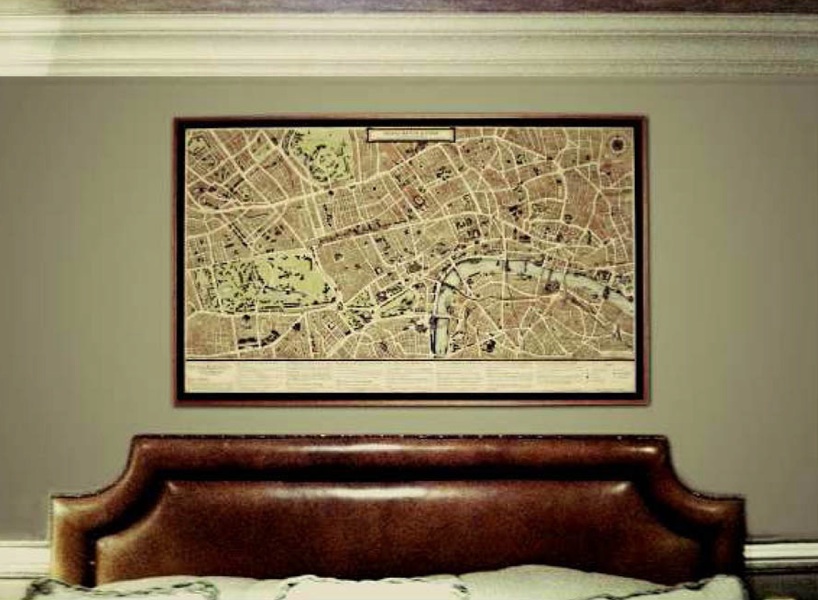 modern 1800s hand drawn grand wall map of london