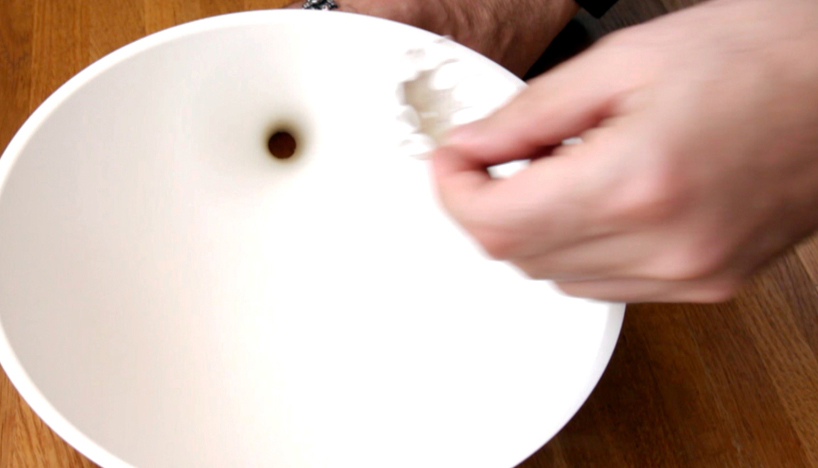 funnelled anton strainer bowl makes it easy to clean produce