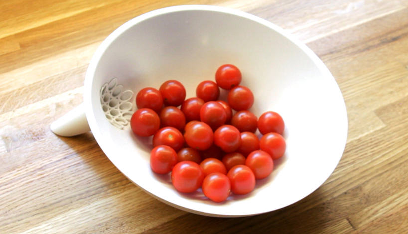 funnelled anton strainer bowl makes it easy to clean produce