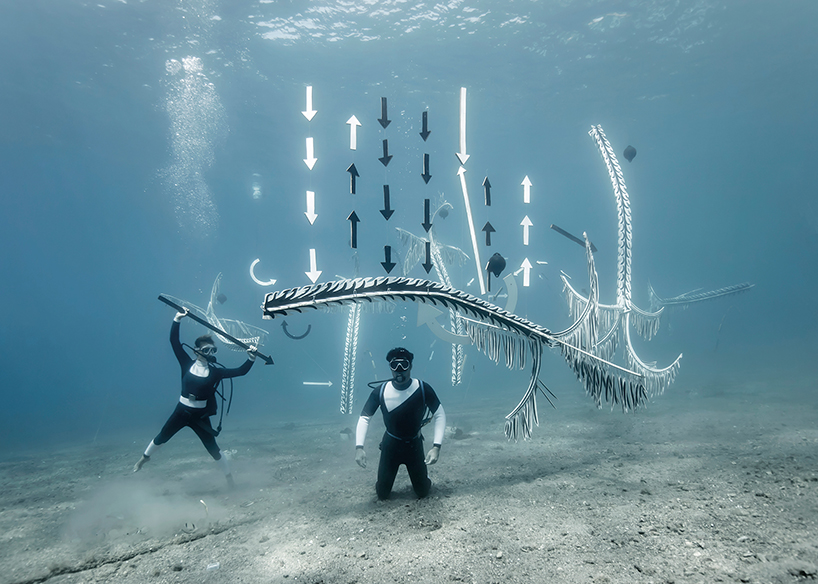 hortense le calvez + mathieu goussin showcase underwater art installation below the aegean sea