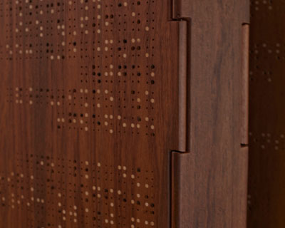 inlayed teak room partition by rooshad shroff