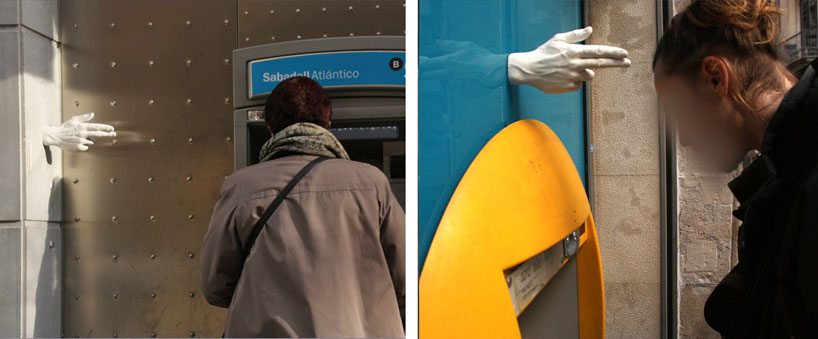 metaphorical street hand intervention in barcelona
