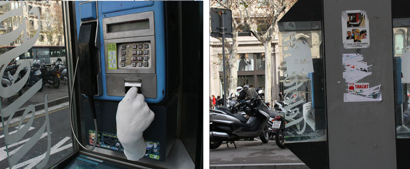 metaphorical street hand intervention in barcelona