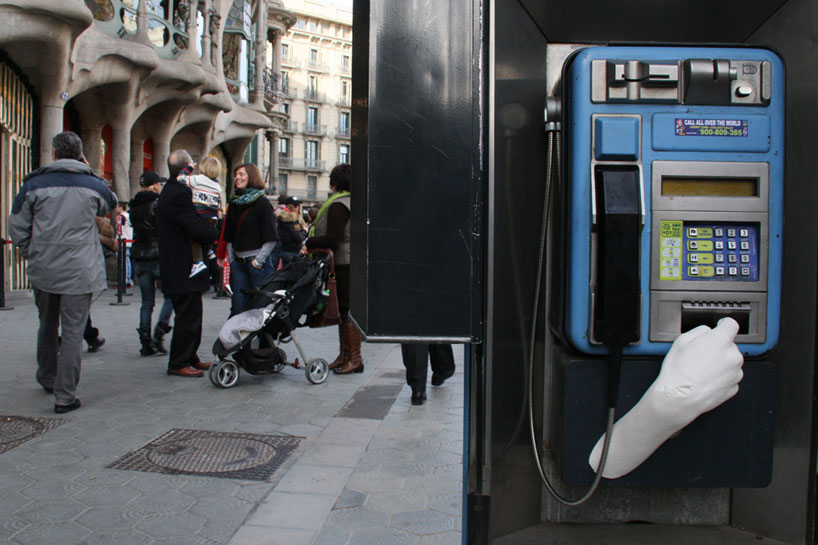 metaphorical street hand intervention in barcelona