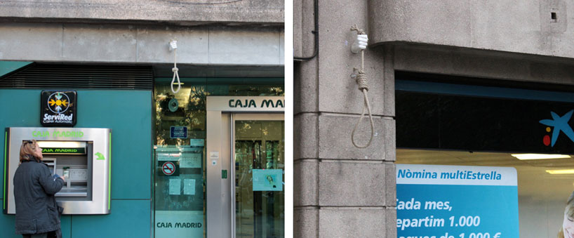 metaphorical street hand intervention in barcelona
