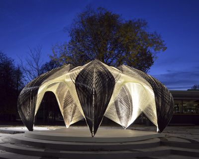 robotically fabricated carbon and glass fibre pavilion by ICD + ITKE