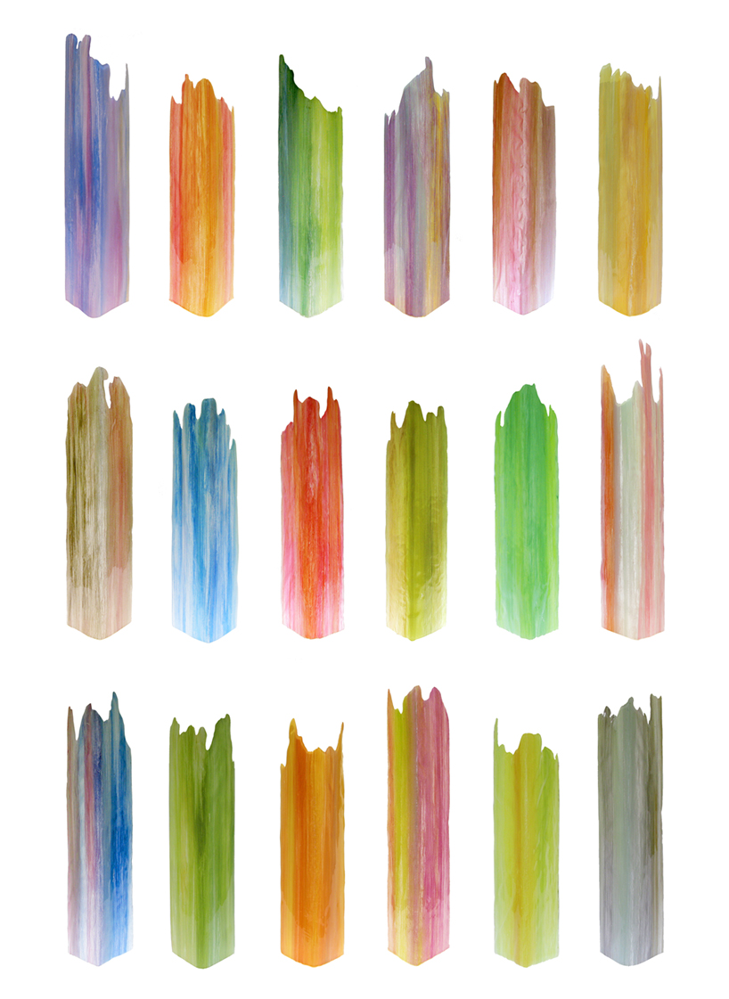 painterly spectrum colored-resin lamps developed by taeg nishimoto