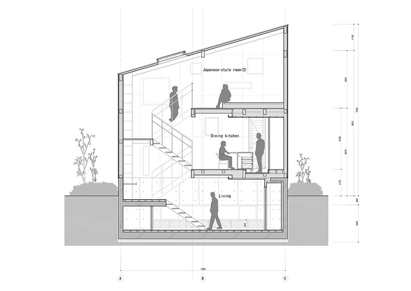 movedesign: house in nanakuma features layered staircase