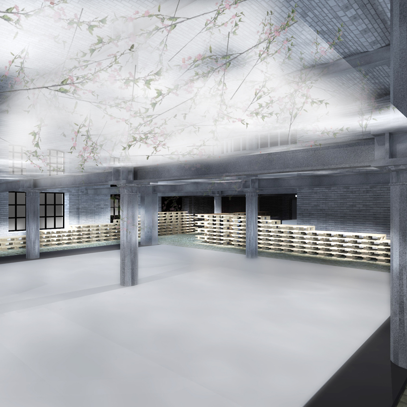 SHSH fills former sugar factory with spring cloud scenography