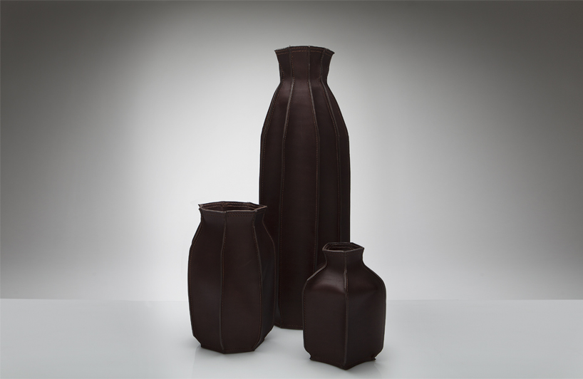 rubber membranes and leather form plumber's piece by studio roex