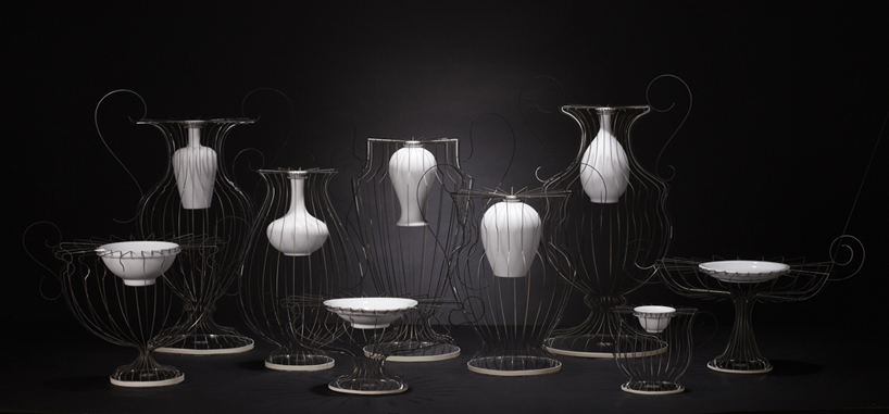 reborn: porcelain and stainless steel vases by lin wei-teng