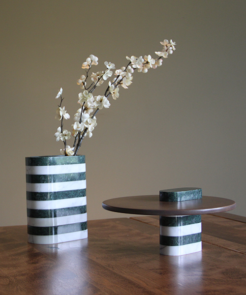 london design festival: bilge nur saltik creates a series of unassuming marble speakers