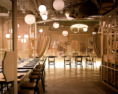 restaurant influenced by an artist's backyard by metaphor