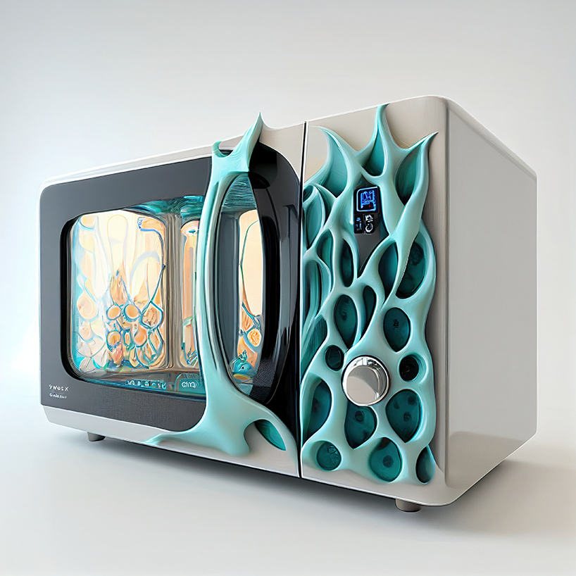 AI-generated series redesigns vibrant household appliances in gaudí aesthetic