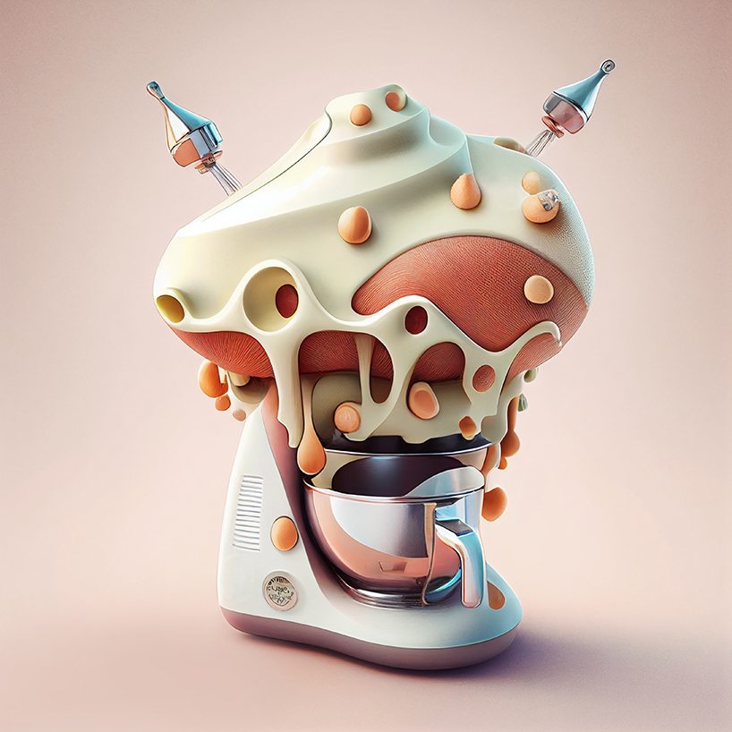 AI-generated series redesigns vibrant household appliances in gaudí's aesthetic
