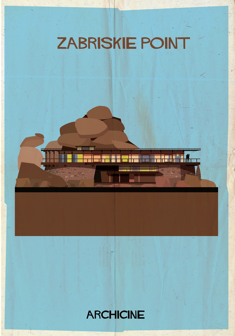 federico babina illustrates iconic film buildings in archicine