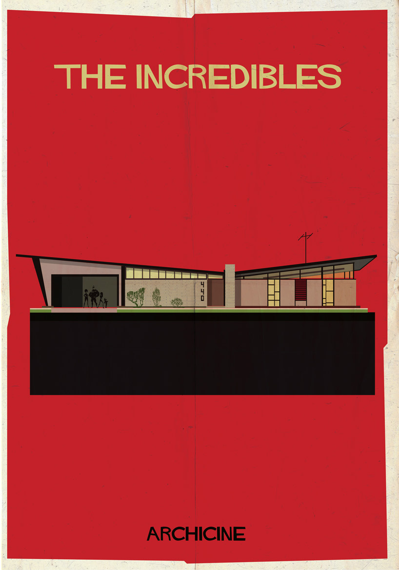 federico babina illustrates iconic film buildings in archicine