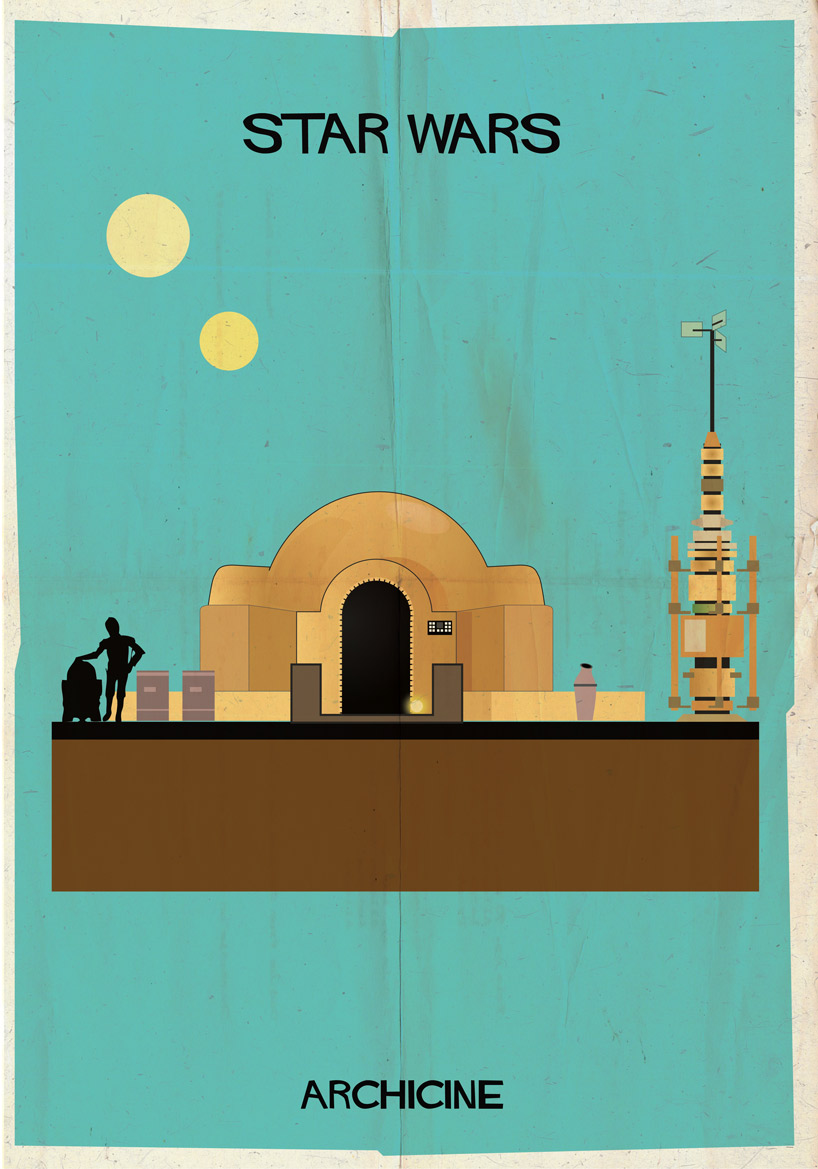 federico babina illustrates iconic film buildings in archicine