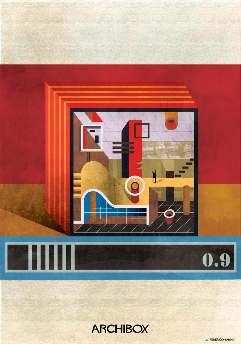 federico babina illustrates boxes of imaginary architecture with bold colors + geometries