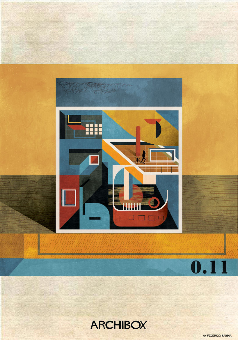 federico babina illustrates boxes of imaginary architecture with bold colors + geometries