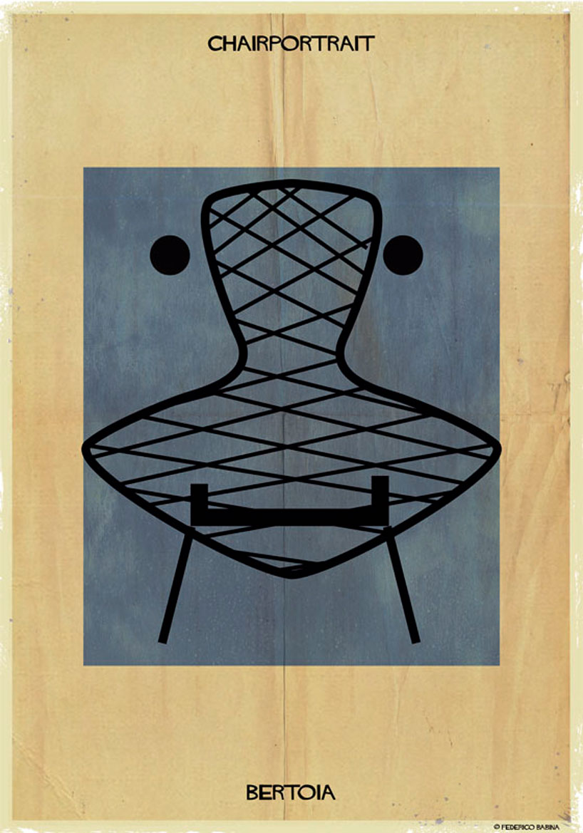 federico babina imagines iconic chairs as expressive faces in latest set of illustrations
