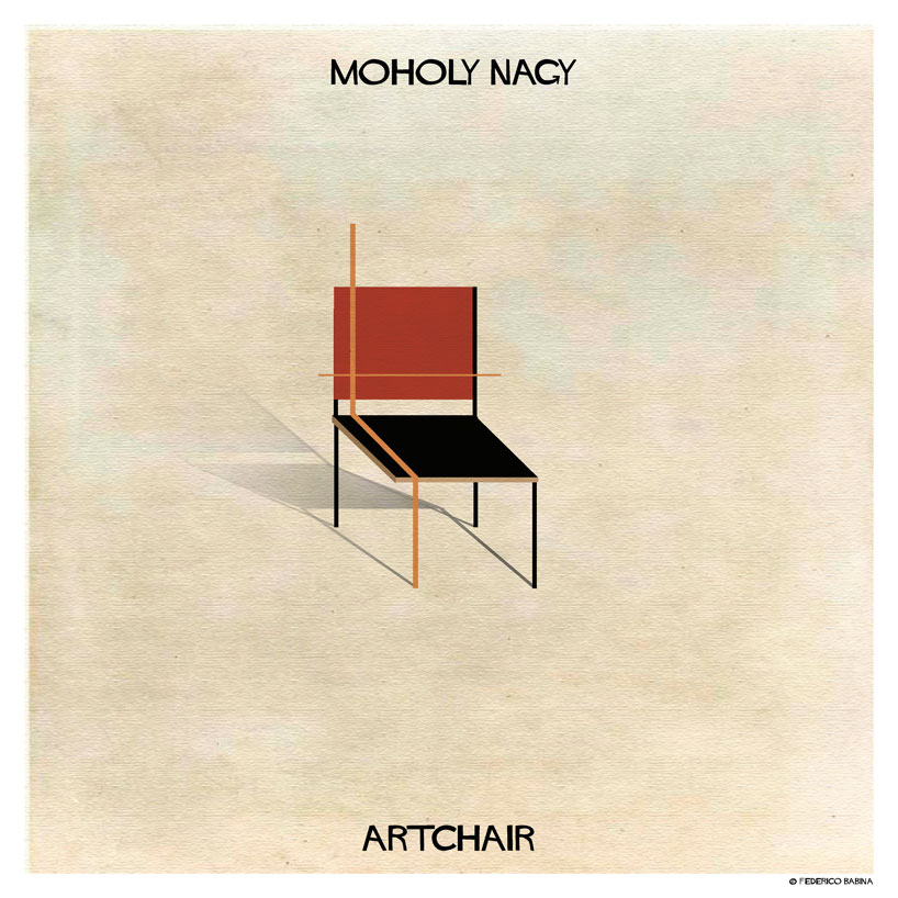 illustrator federico babina imagines 30 'artchairs' by 30 iconic artists